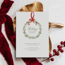 Invitation de fête de Noël de dîner botanique vint