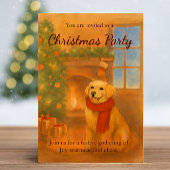Invitation de fête de Noël de Golden Retriever