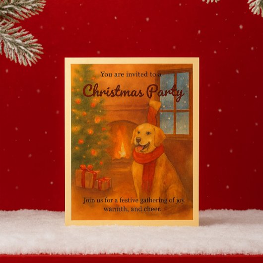 Invitation de fête de Noël de Golden Retriever