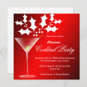 Invitation de fête de Noël de houx en verre de vin (Devant / Derrière)