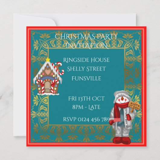 invitation de fête de Noël de maison de pain (Dos)