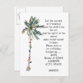 Invitation de fête de Noël de palmier tropical (Devant / Derrière)