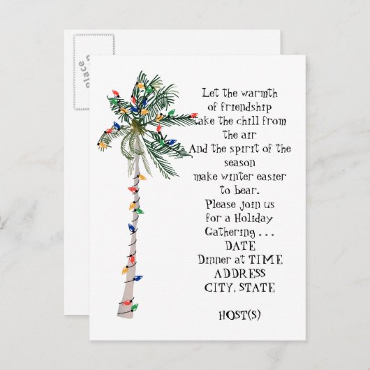 Invitation de fête de Noël de palmier tropical (Devant / Derrière)
