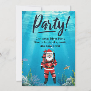 Invitation de fête de Noël de plongeur sous-marin