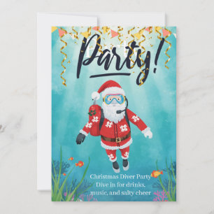 Invitation de fête de Noël de plongeur sous-marin