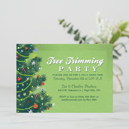 Invitation de fête de Noël de règlage d'arbre (Debout devant)