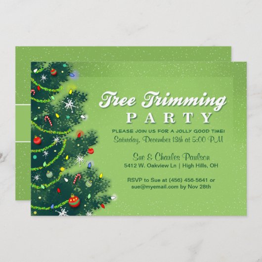 Invitation de fête de Noël de règlage d'arbre (Devant / Derrière)