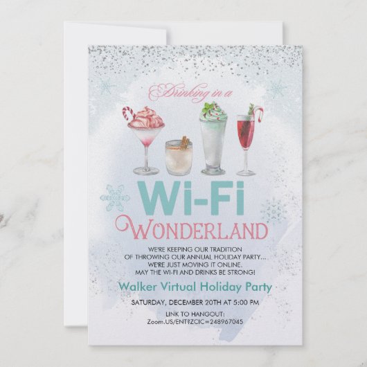 Invitation de fête de Noël de Vacances Virtuelles (Devant)