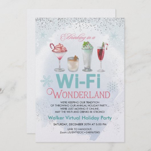 Invitation de fête de Noël de Vacances Virtuelles (Devant / Derrière)