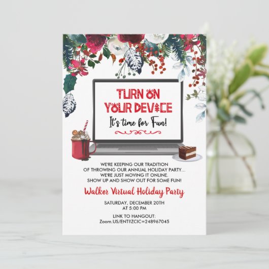 Invitation de fête de Noël de Vacances Virtuelles (Debout devant)