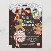 Invitation de fête de Noël d'échange de biscuit de (Devant / Derrière)