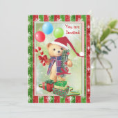 Invitation de fête de Noël d'enfants avec l'ours (Debout devant)