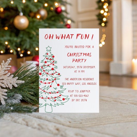 Invitation de fête de Noël dessinée à la main avec