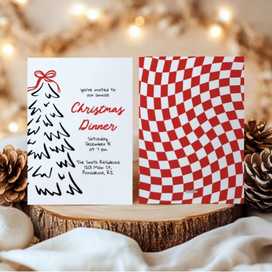 Invitation de fête de Noël dessinée à la main pour