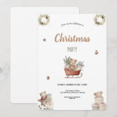 invitation de fête de Noël d'hiver marron et rouge (Devant / Derrière)