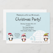 invitation de fête de Noël d'igloo des pingouins (Devant / Derrière)