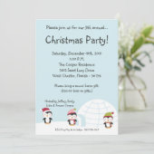 invitation de fête de Noël d'igloo des pingouins (Debout devant)