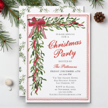 Invitation de fête de Noël élégante avec gui et ru