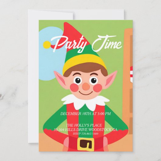 Invitation de fête de Noël Elf (Devant)