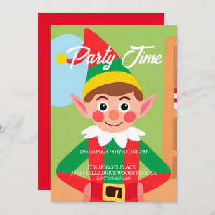 Invitation de fête de Noël Elf