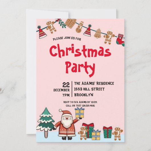 Invitation de fête de Noël en aquarelle (Devant)