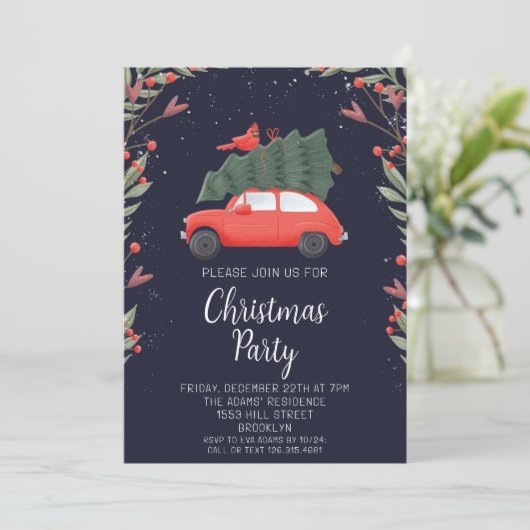 Invitation de fête de Noël en aquarelle (Debout devant)