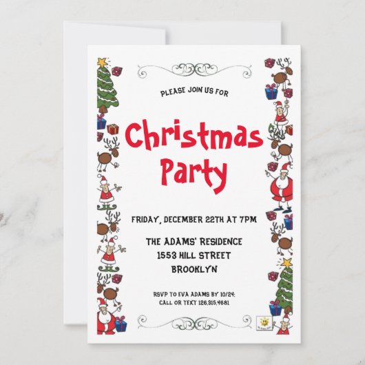 Invitation de fête de Noël en aquarelle (Devant)