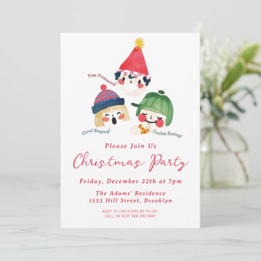 Invitation de fête de Noël en aquarelle (Debout devant)