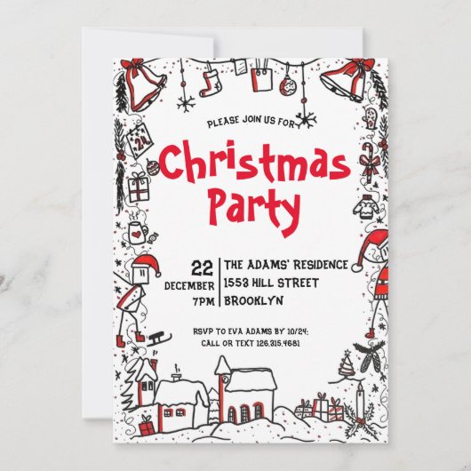 Invitation de fête de Noël en aquarelle (Devant)