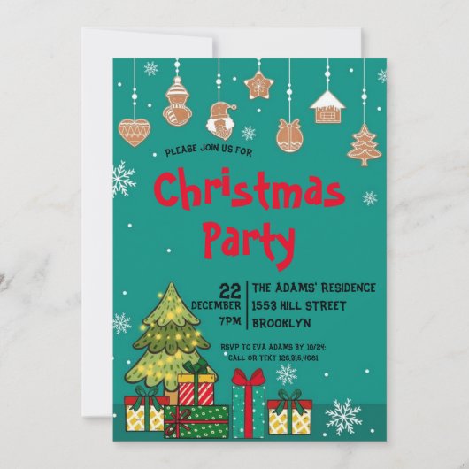 Invitation de fête de Noël en aquarelle (Devant)
