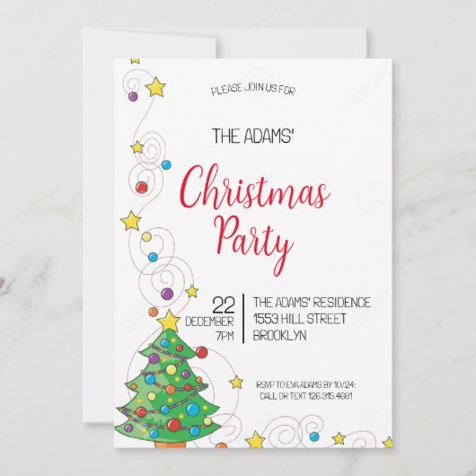 Invitation de fête de Noël en aquarelle (Devant)