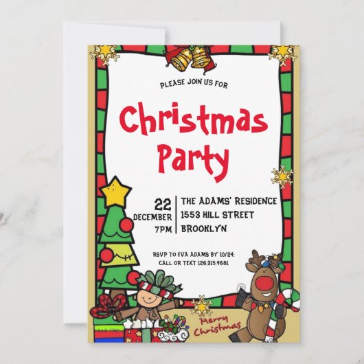 Invitation de fête de Noël en aquarelle (Devant)
