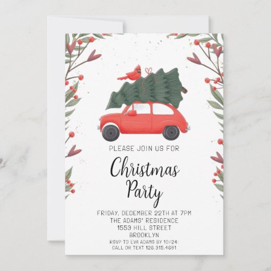 Invitation de fête de Noël en aquarelle (Devant)