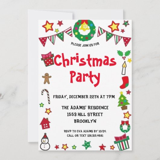 Invitation de fête de Noël en aquarelle (Devant)