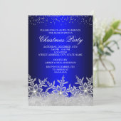 Invitation de fête de Noël en bleu flocon de neige (Debout devant)