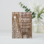Invitation de fête de Noël en bois rustique (Debout devant)