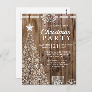 Invitation de fête de Noël en bois rustique