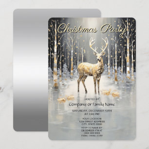 Invitation de fête de Noël en or de renne