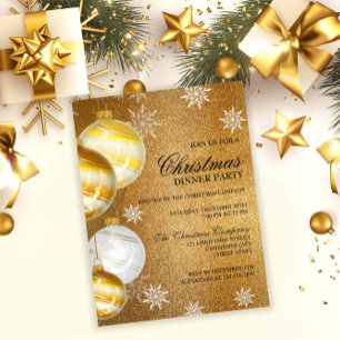 Invitation de fête de Noël en paillettes d'or de l