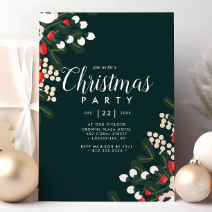 Invitation de fête de Noël Fleurs de houx d'hiver