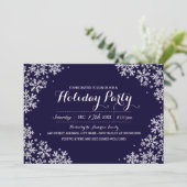 Invitation de fête de Noël flocon de neige bleu ro (Debout devant)