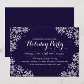 Invitation de fête de Noël flocon de neige bleu ro (Devant / Derrière)