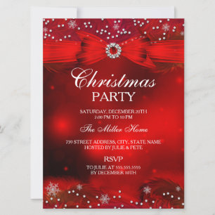 Invitation de fête de Noël Flocon de neige étincel