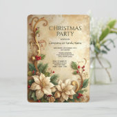 Invitation de fête de Noël florale de vacances (Debout devant)