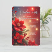 Invitation de fête de Noël florale rouge (Debout devant)