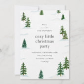 Invitation de fête de Noël forêt de pins enneigés (Devant)