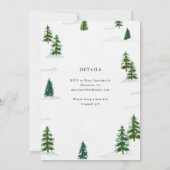Invitation de fête de Noël forêt de pins enneigés (Dos)