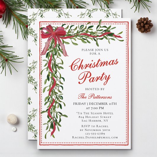 Invitation de fête de Noël Guirlande de gui Modern