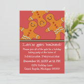 Invitation de fête de Noël Hommes Gingerpain souri (Debout devant)