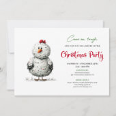 Invitation de fête de Noël imprimable Funny Chicke (Devant)
